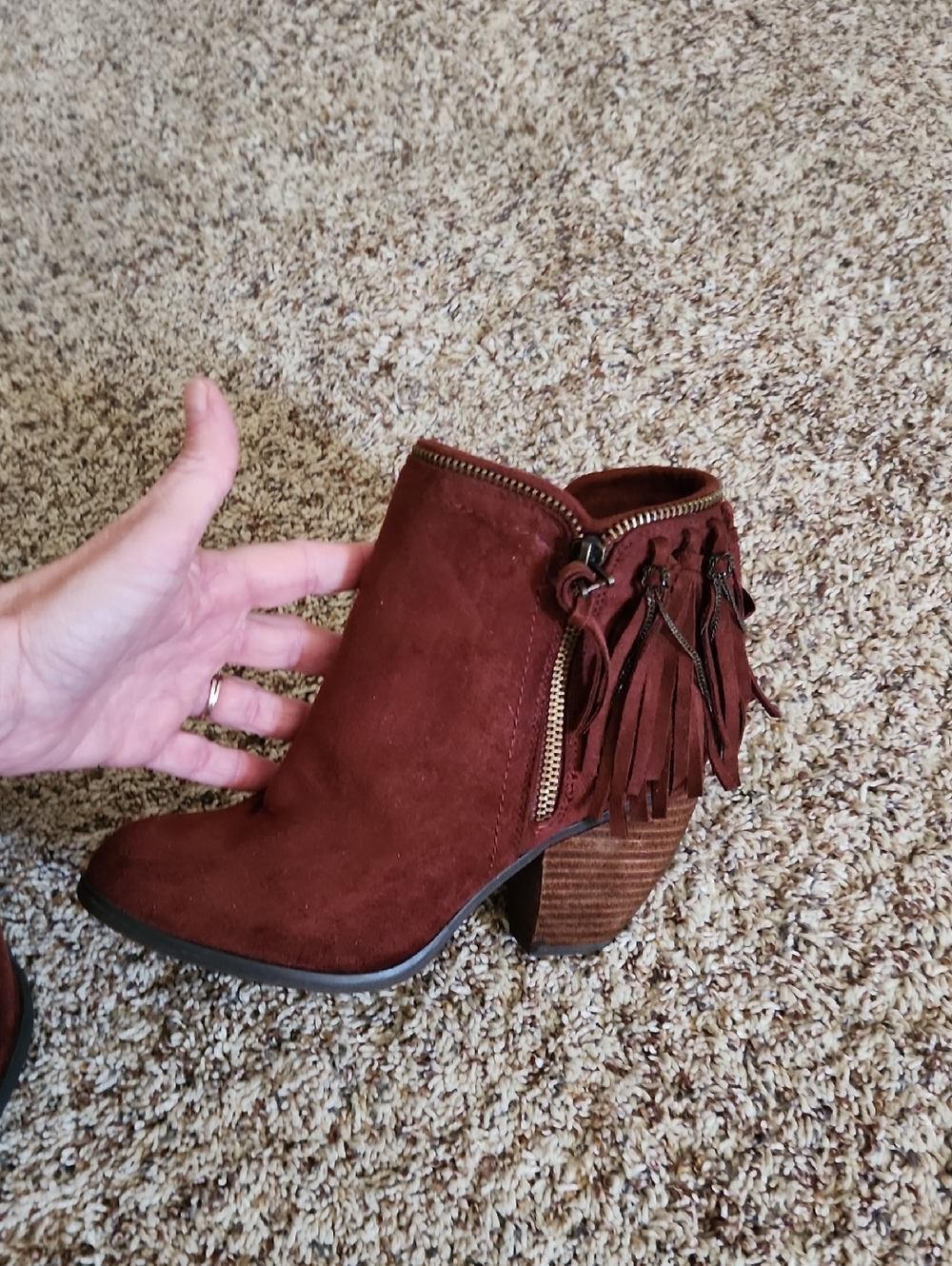 Not Rated Rust Suede Fringe Ankle Boots Size 6.5